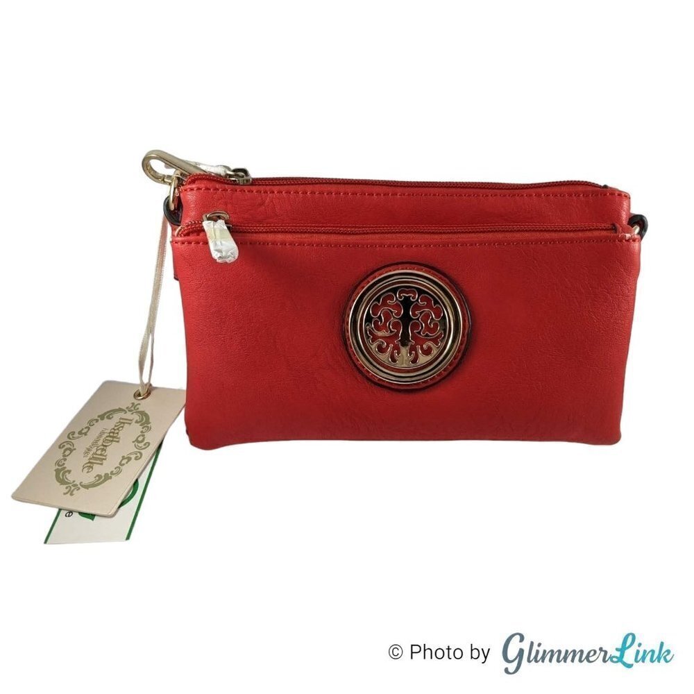NWT Isabelle Red Vegan Crossbody Clutch Bag - Picture 5 of 14